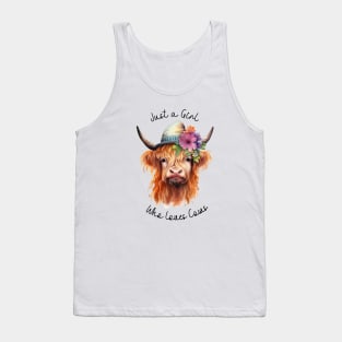 Just a Girl Who Loves Cows Highland Cow Watercolor Art Tank Top